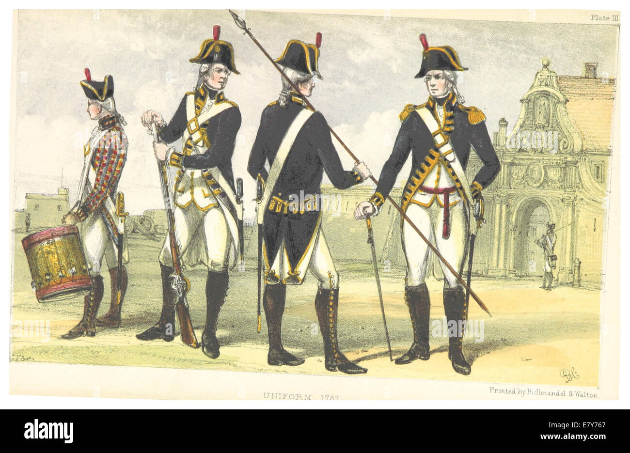 CONNOLLY(1855) Vol1, p391 (piastra 3) Royal Military artefici, UNIFORME 1787 Foto Stock