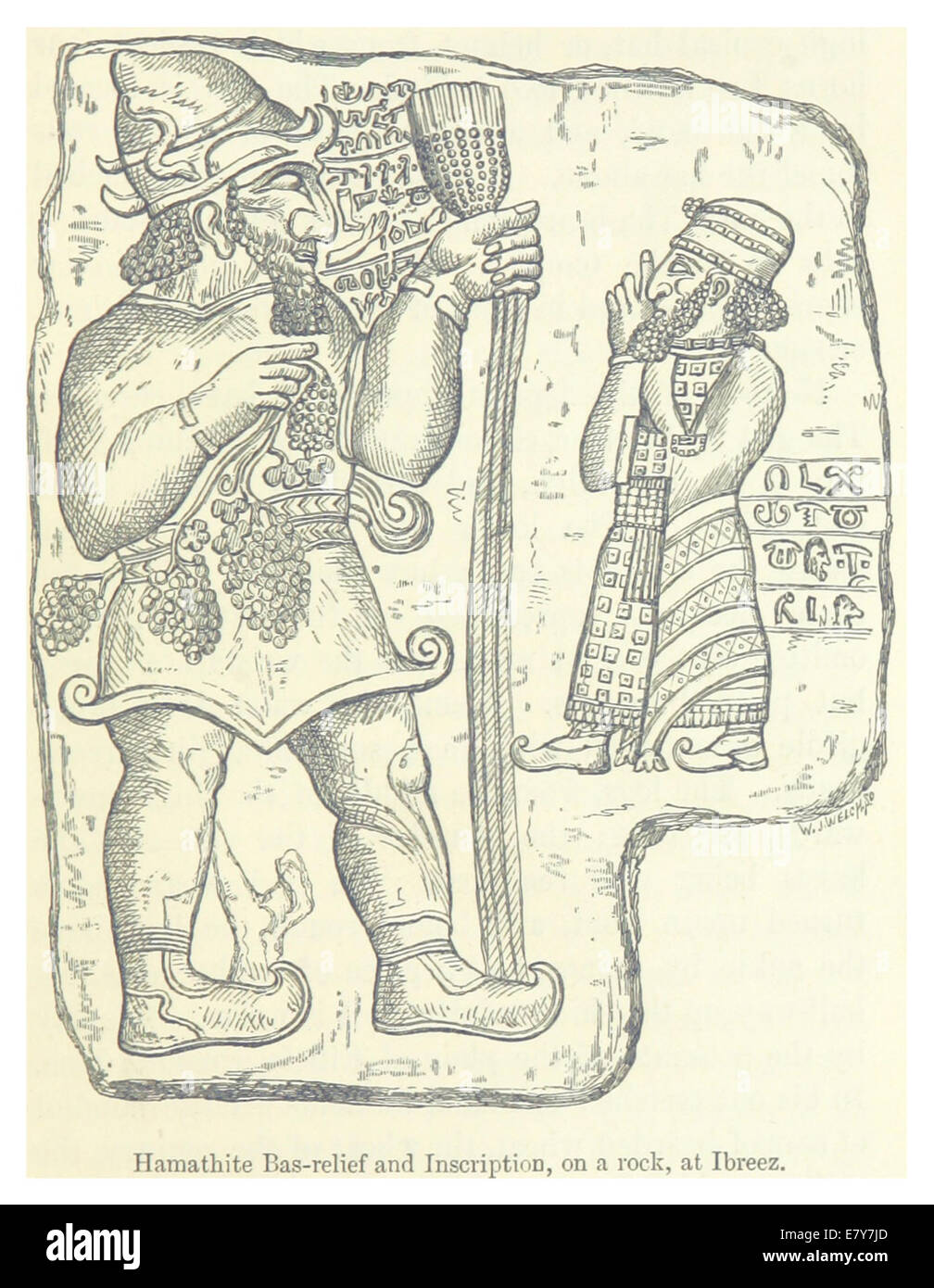 Questa illustrazione del 1879 di Davis mostra un'iscrizione su una roccia a Ibrecz, che documenta un ritrovamento archeologico e getta luce sulle pratiche storiche di intaglio e iscrizione. Foto Stock