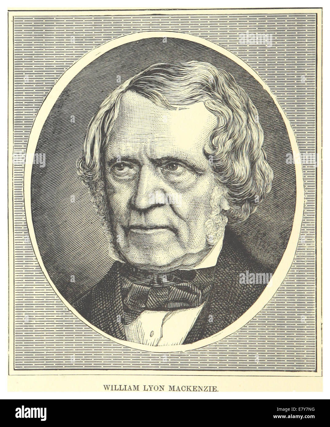 Questa illustrazione del 1881 di Dent raffigura William Lyon Mackenzie, una figura chiave nella storia canadese. L'immagine mostra il ruolo di Mackenzie come leader durante la ribellione dell'alto Canada e sottolinea il suo significato nella storia politica canadese. Foto Stock