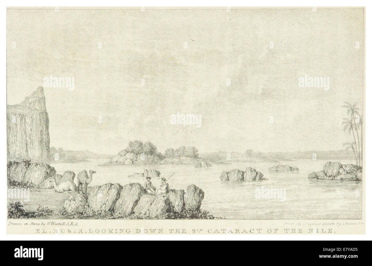 IRBY(1823) p061 EL BUSER, guardando in giù il 2ND Cataratta del Nilo Foto Stock