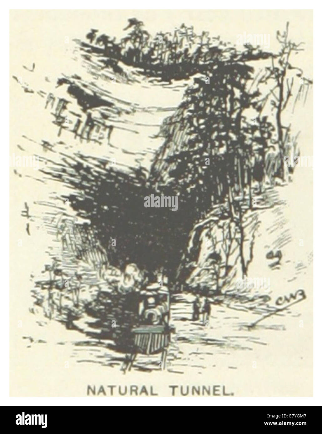 Un'illustrazione del 1891 raffigurante il Natural Tunnel in Virginia, una caratteristica geologica nota per la sua grande struttura ad arco formata naturalmente nel corso dei secoli. Foto Stock