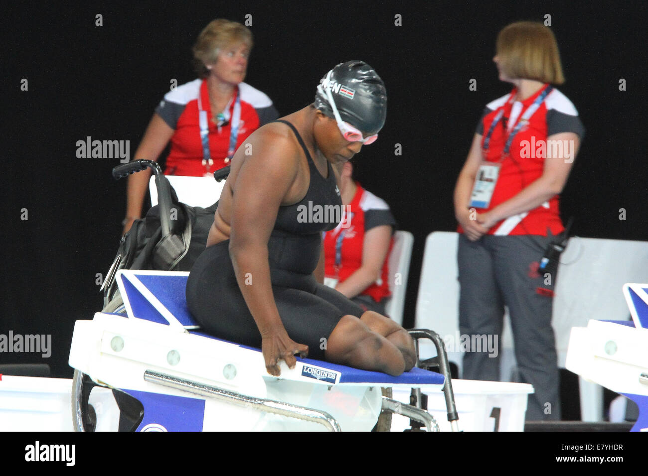 Ann Wacuka del Kenya nel nuoto nella womens para-sport 100 metri stile libero S8 al 2014 giochi del Commonwealth, Glasgow. Foto Stock