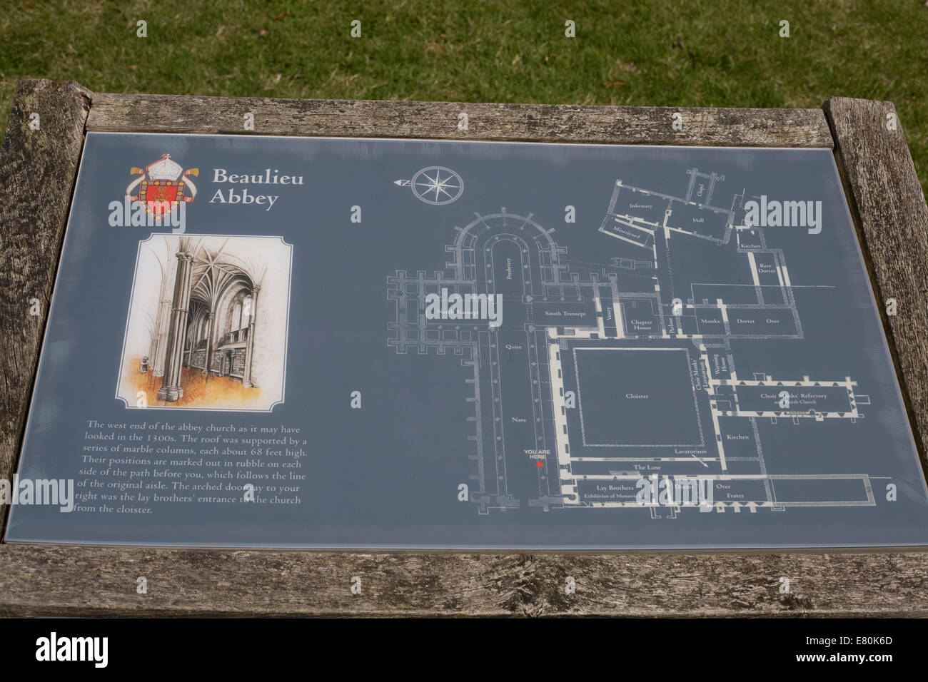 Mappa di resti di piano di Beaulieu abbey monastero Foto Stock