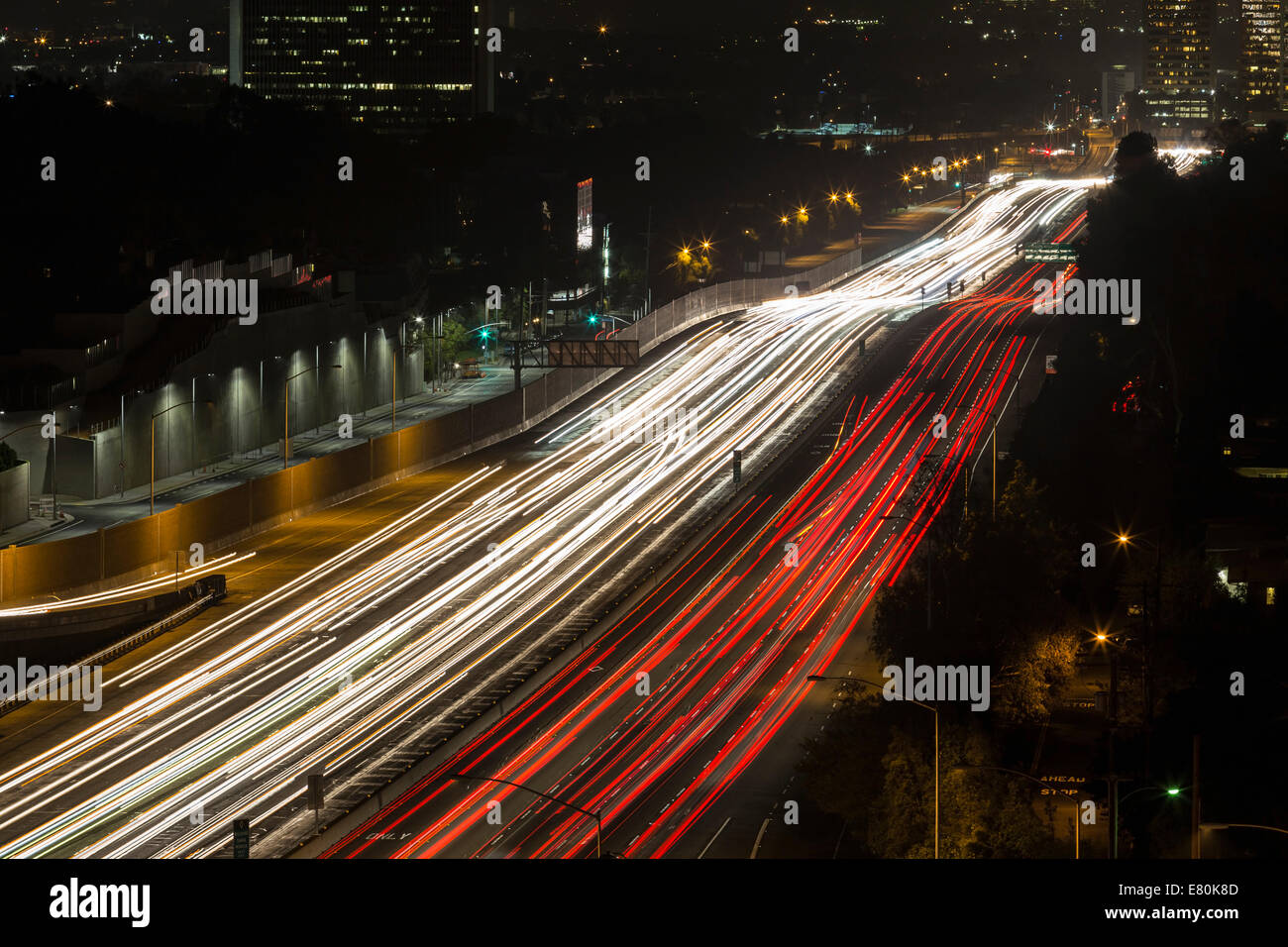 San Diego Freeway 405 in direzione vicino a Sunset Blvd in West Los Angeles, California. Foto Stock