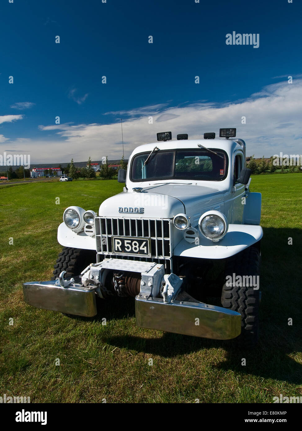 Mostra di vecchie automobili in Egilsstadir, Islanda Foto Stock