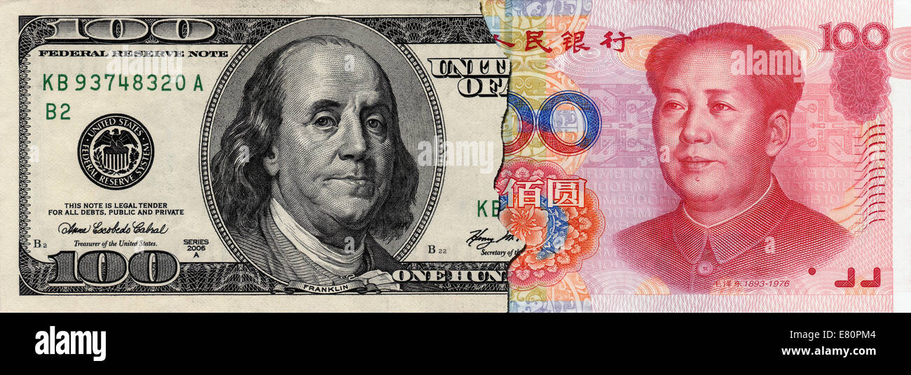 USD a metà e metà RMB Foto Stock