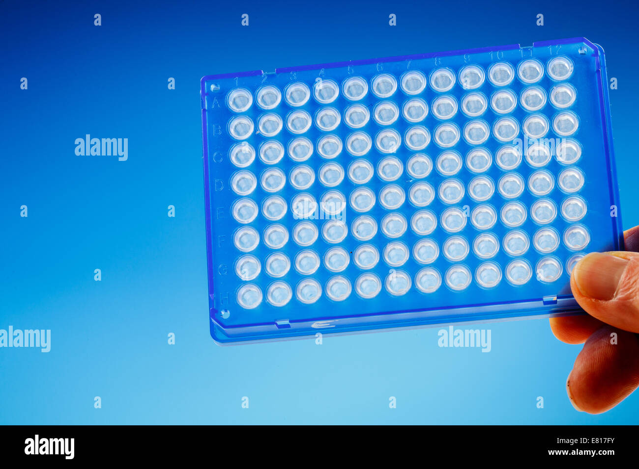 96 pozzetti della piastra PCR. Dispositivo per la ricerca di DNA. La ricerca conduce a DNA portatile il dispositivo di prova Foto Stock