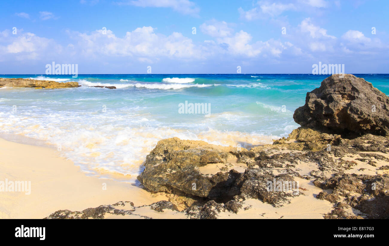 Mar dei Caraibi scenario in Playacar ( Playa Del Carmen ), Messico Foto Stock