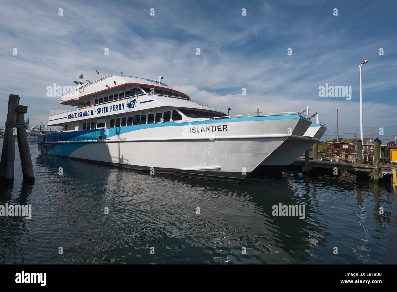 Il Block Island Ferry Hi-Speed situato in Narragansett, Rhode Island negli Stati Uniti Foto Stock