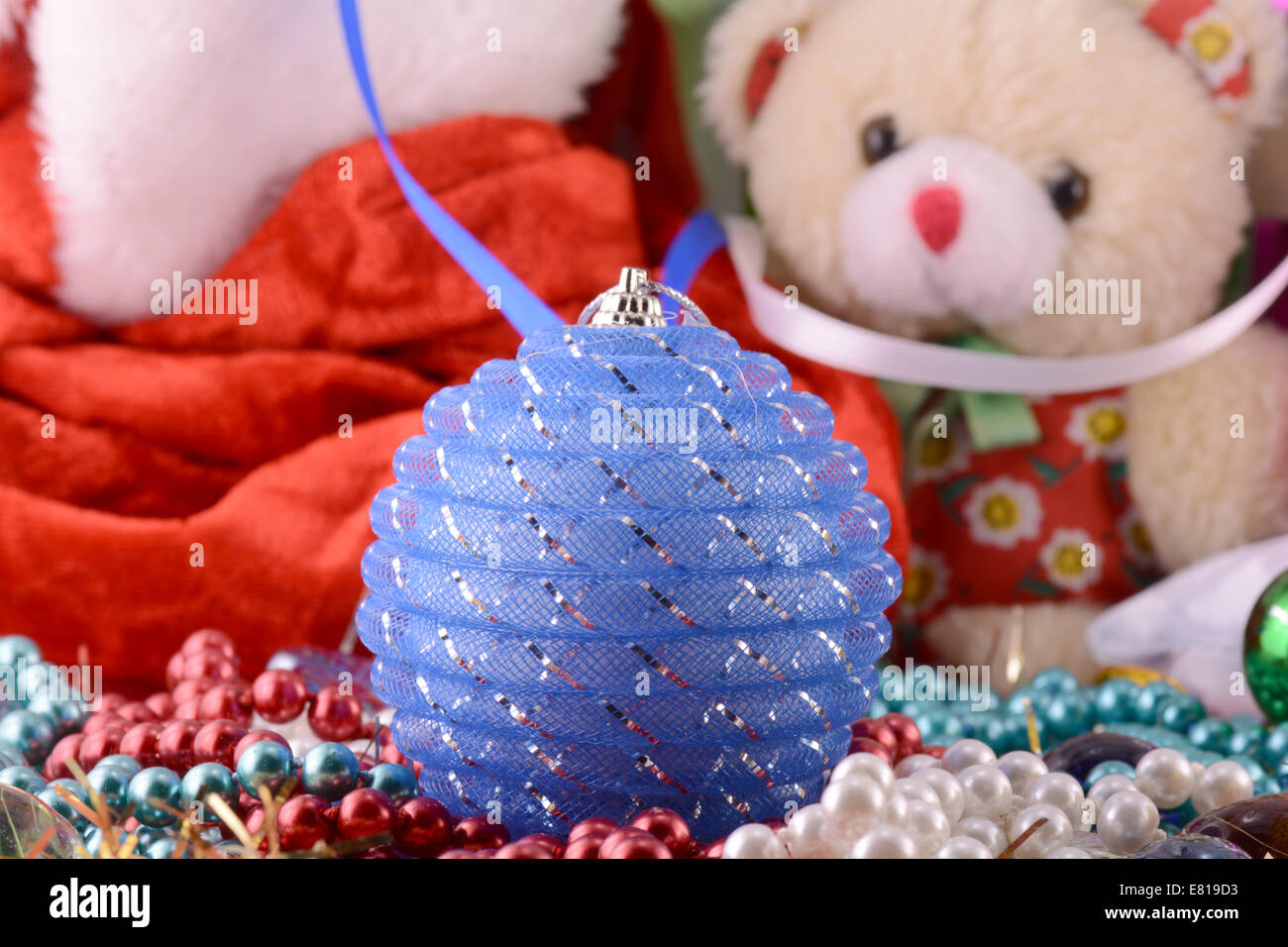 Le palle di Natale e Anno Nuovo decorazione, orsacchiotto Foto Stock