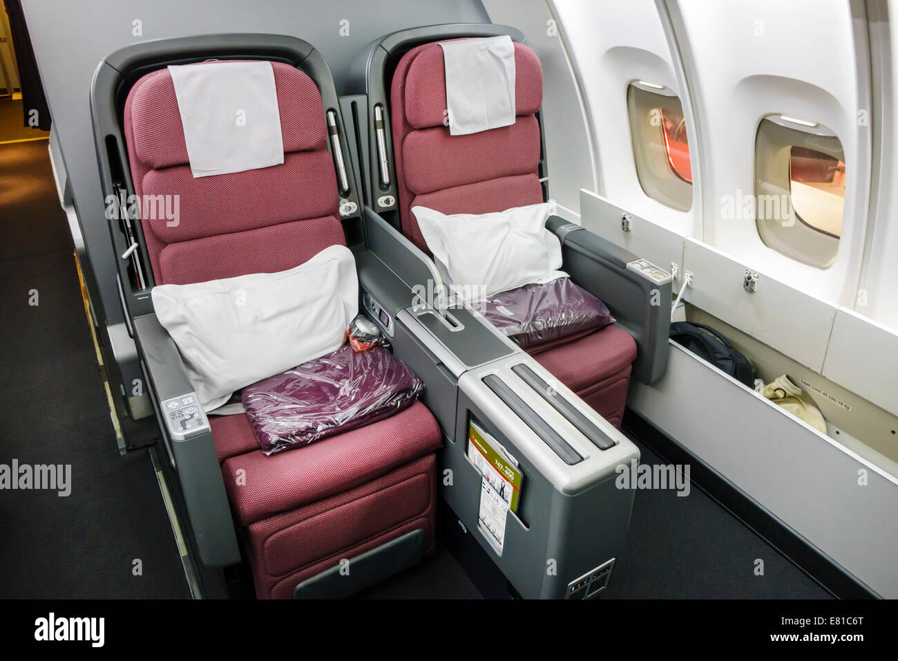 New York,New York,Aeroporto Internazionale John F. Kennedy,JFK,a bordo,American Airlines,classe,posti a sedere,regolabile,finestra,corridoio,NY140305050 Foto Stock