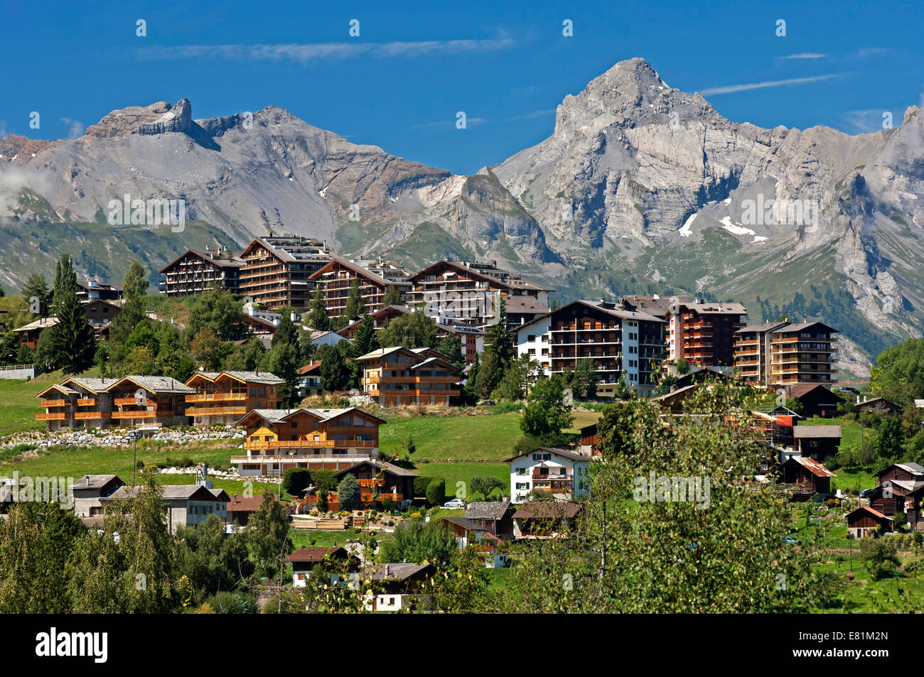 Località turistica di Haute-Nendaz, Vallese, Svizzera Foto Stock