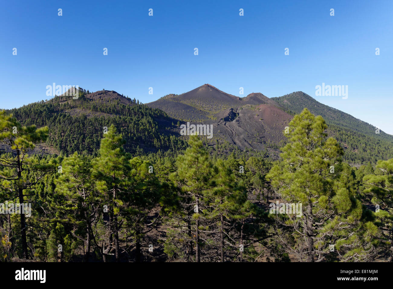 Montaña Pelada e San Martín vulcano, Cumbre Vieja a Fuencaliente, La Palma Isole Canarie Spagna Foto Stock