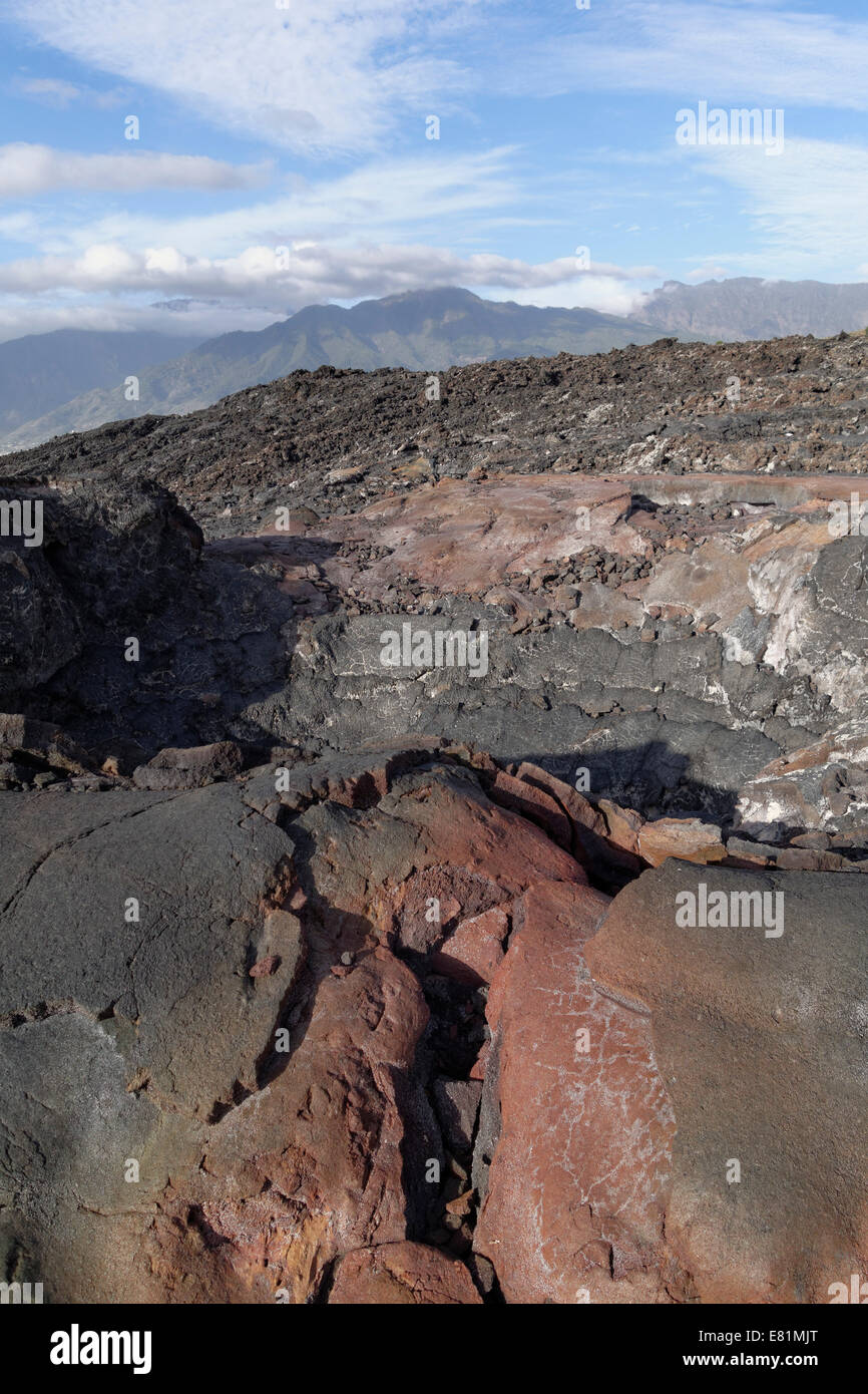Monumento naturale Tubo Volcánico de Todoque a Las Mancha, flusso di lava dal 1949, la Palma Isole Canarie Spagna Foto Stock