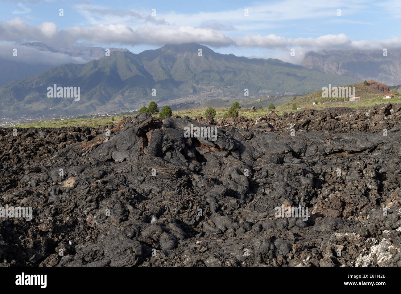 Monumento Naturale di tubo de Volcánico Todoque vicino Las Mancha, flusso di lava dal 1949, la Palma Isole Canarie Spagna Foto Stock