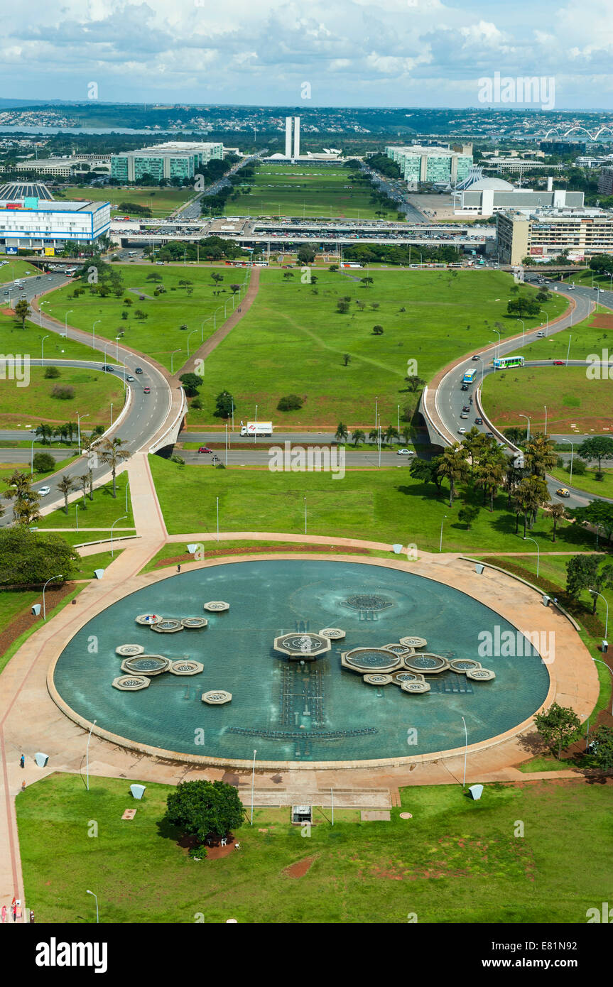 Vista dalla Torre della televisione su Brasilia, Brasile Foto Stock