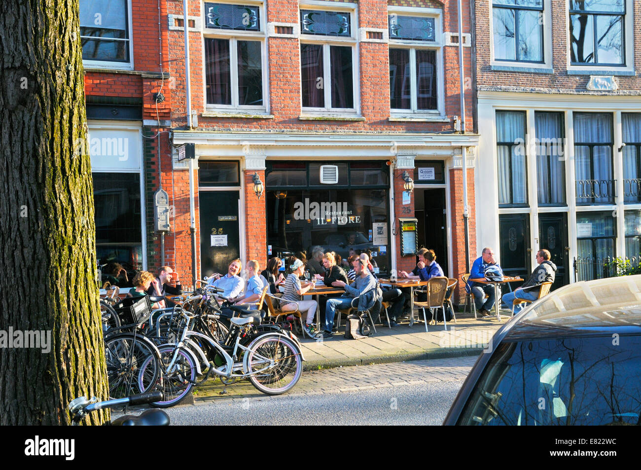 Il Fiore ristorante sul Lindengracht, quartiere Jordaan, Amsterdam, Paesi Bassi Foto Stock