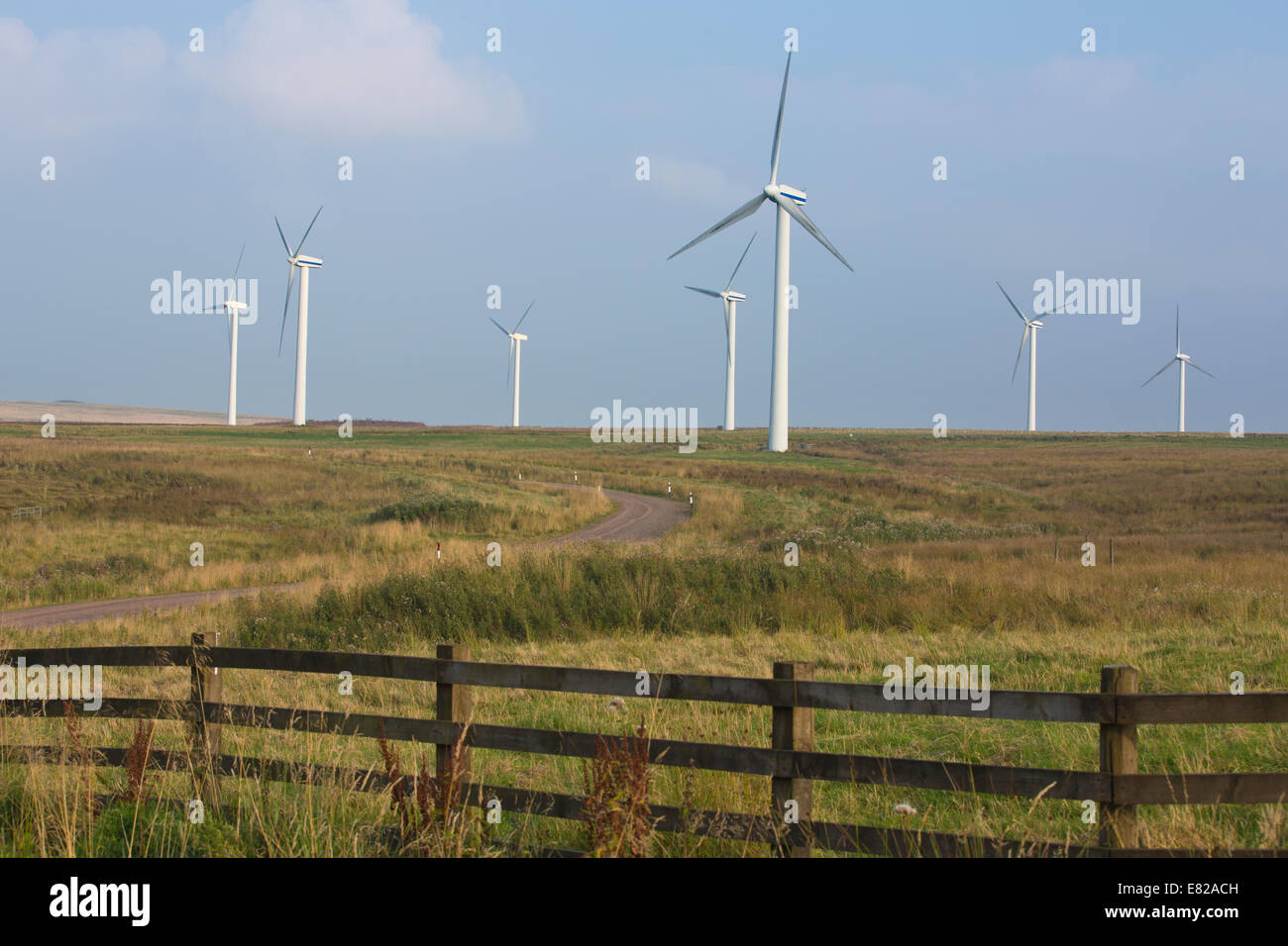 Diritto Dun est per centrali eoliche, Scottish Borders, Scotland, Regno Unito Foto Stock