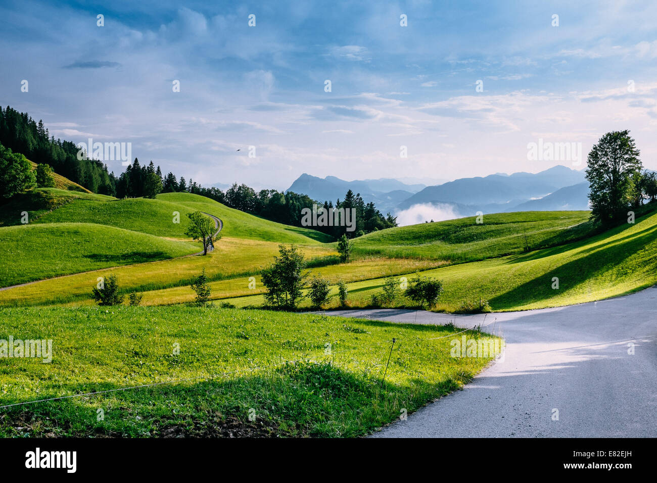 Suggestiva strada di montagna nel Tirolo austriaco Foto Stock