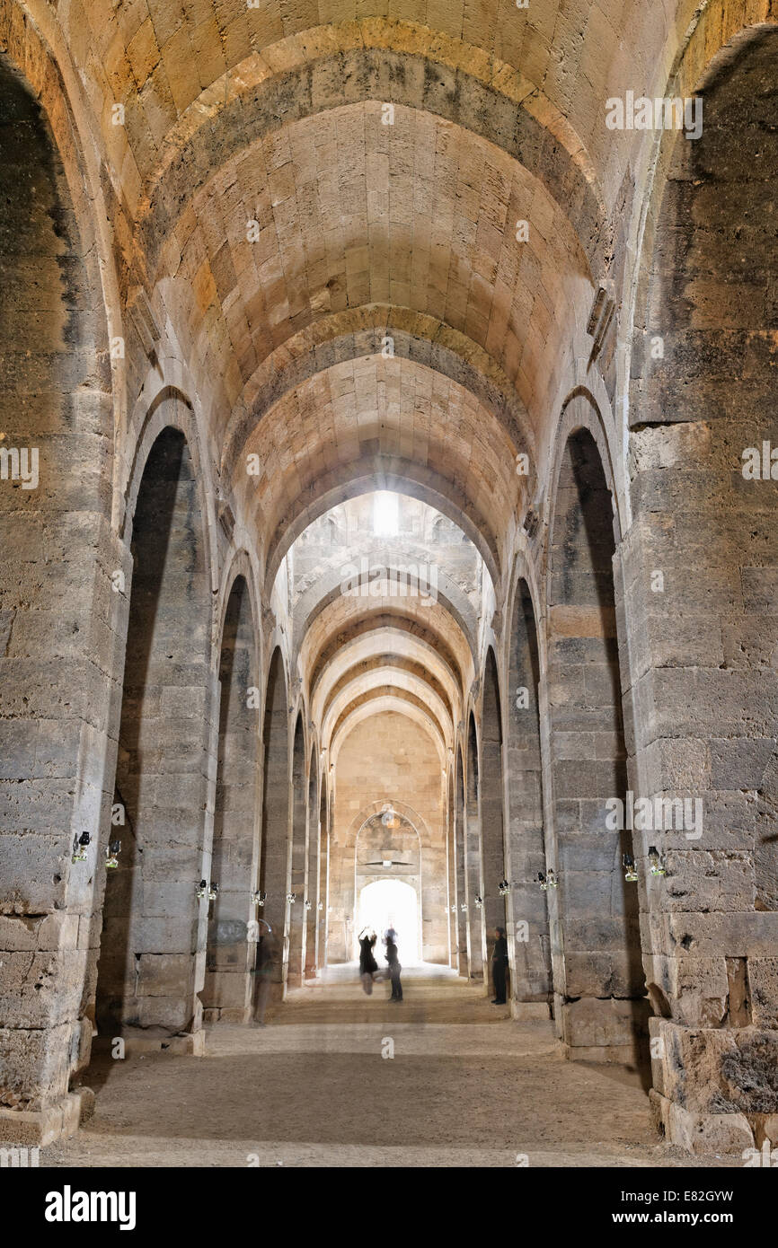 Turchia, Turchia, Anatolia, Anatolia centrale, provincia di Aksaray, Sultanhani Kervansaray, Hall, vista interna Foto Stock
