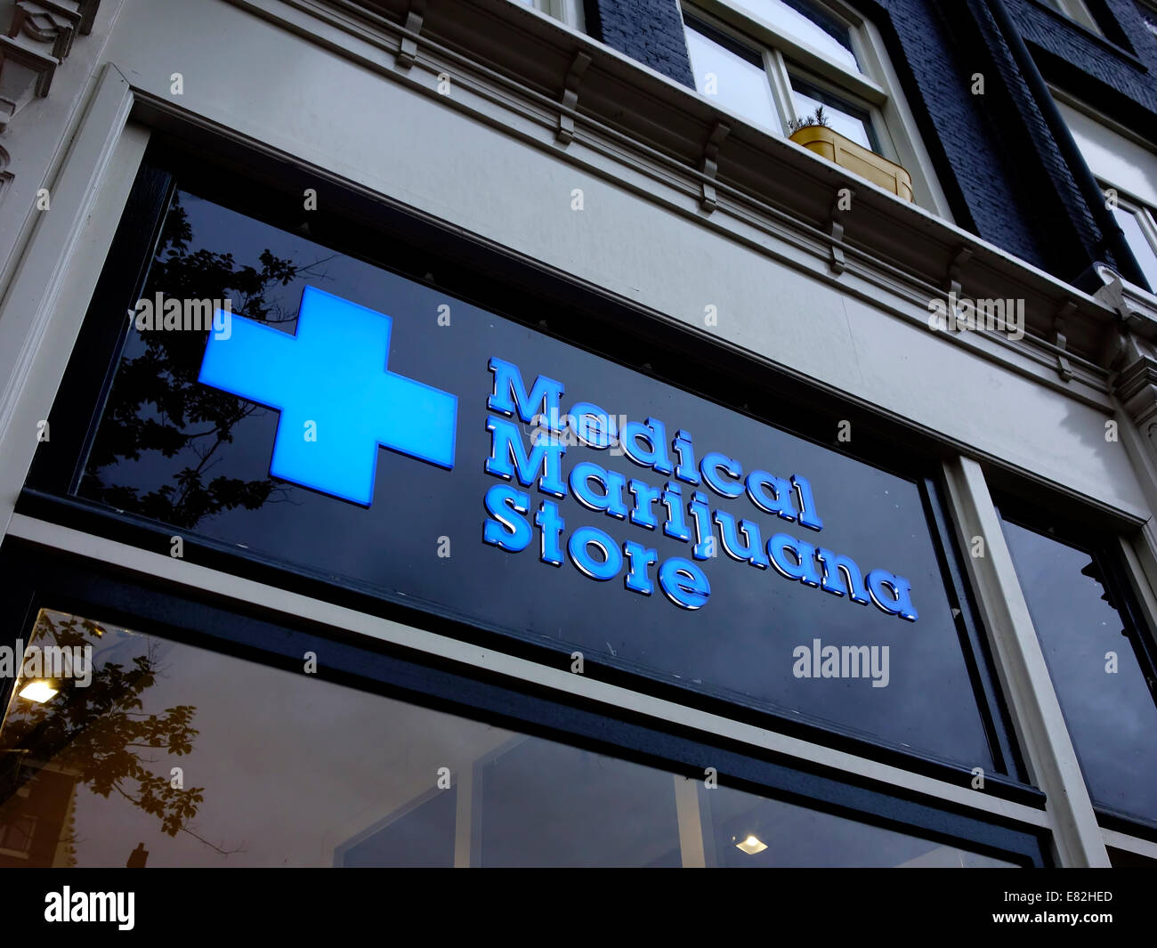 Paesi Bassi, Olanda, Amsterdam, la marijuana medica Store, Logo Foto Stock