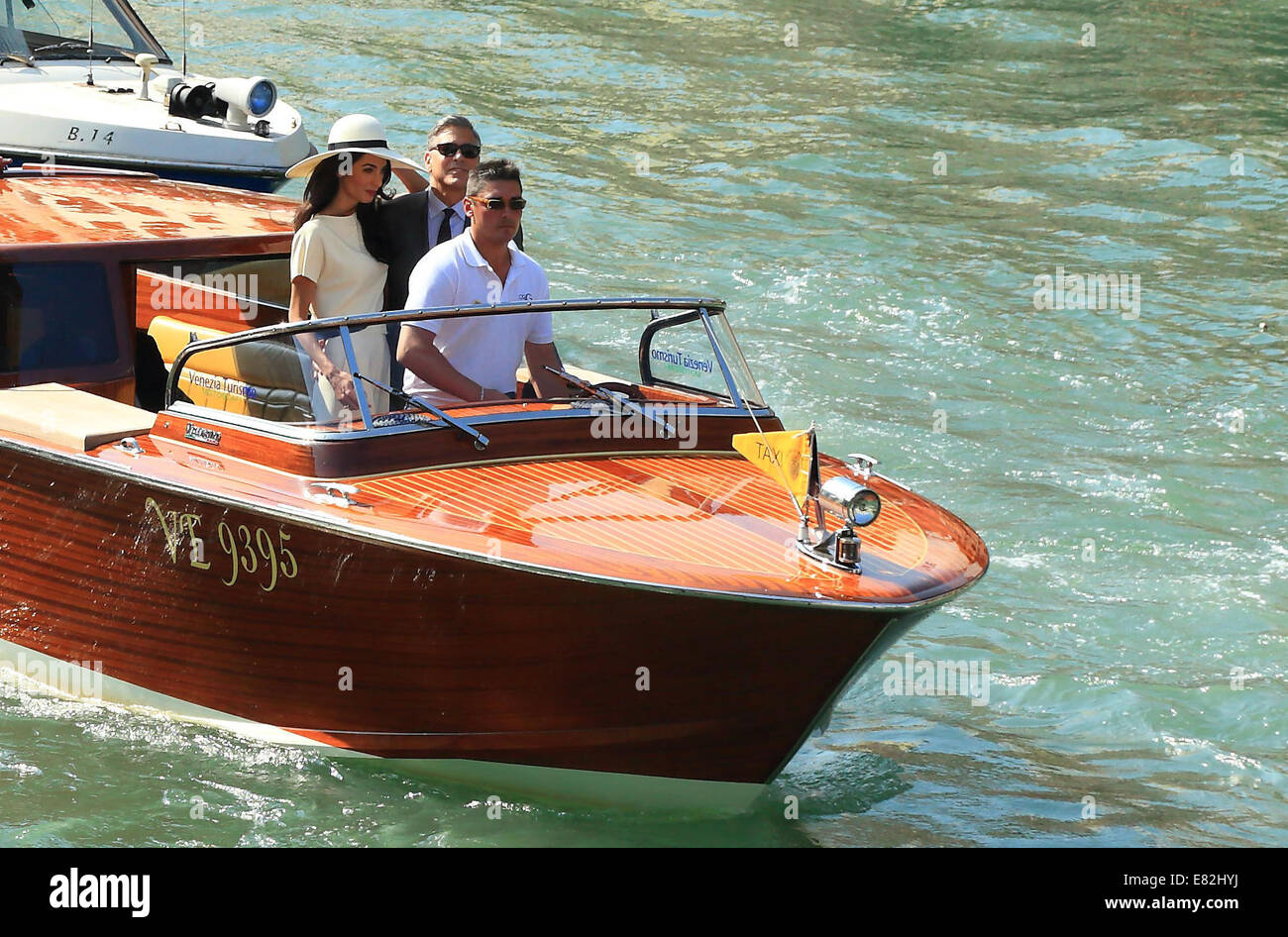 Venezia, Italia. 29Sep, 2014. Attore George Clooney e avvocato Amal Alamuddin arrivano per la loro cerimonia civile a Venezia. Foto Stock