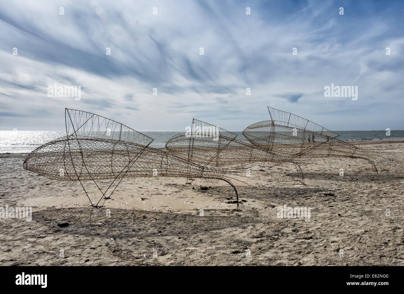 Spiaggia Blaavand presso il Danish costa del Mare del Nord in una giornata di sole Foto Stock
