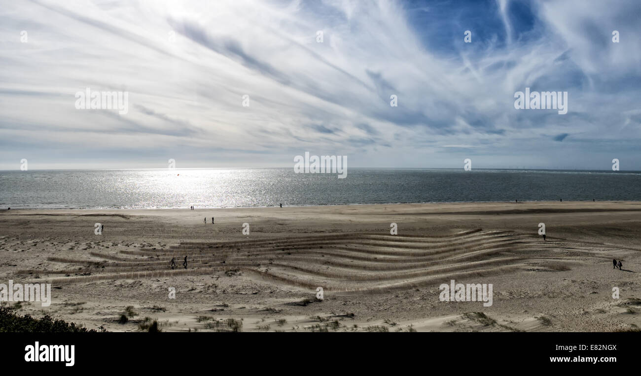 Spiaggia Blaavand presso il Danish costa del Mare del Nord in una giornata di sole Foto Stock