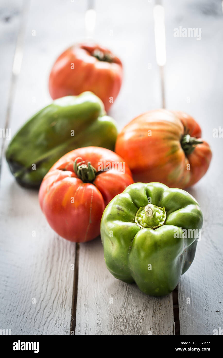 Peperoni verdi. Foto Stock