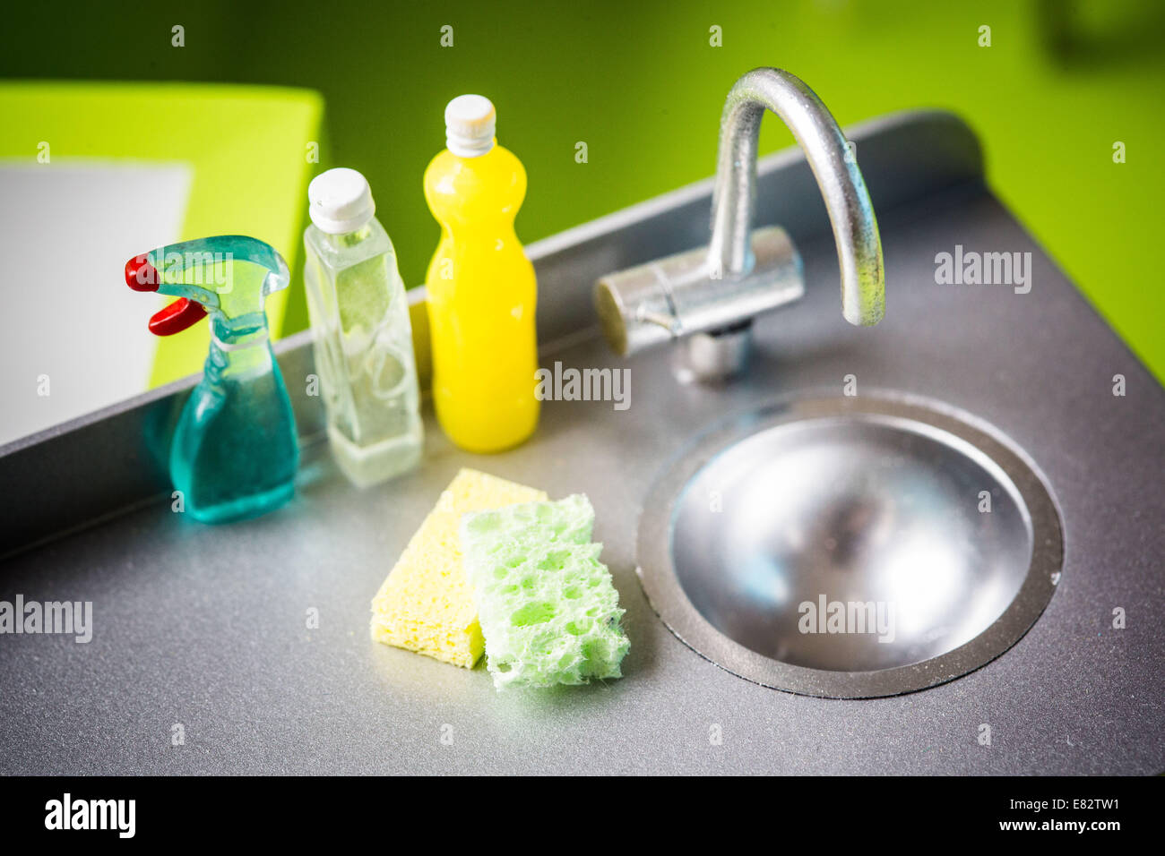 Prodotti per la pulizia. Foto Stock