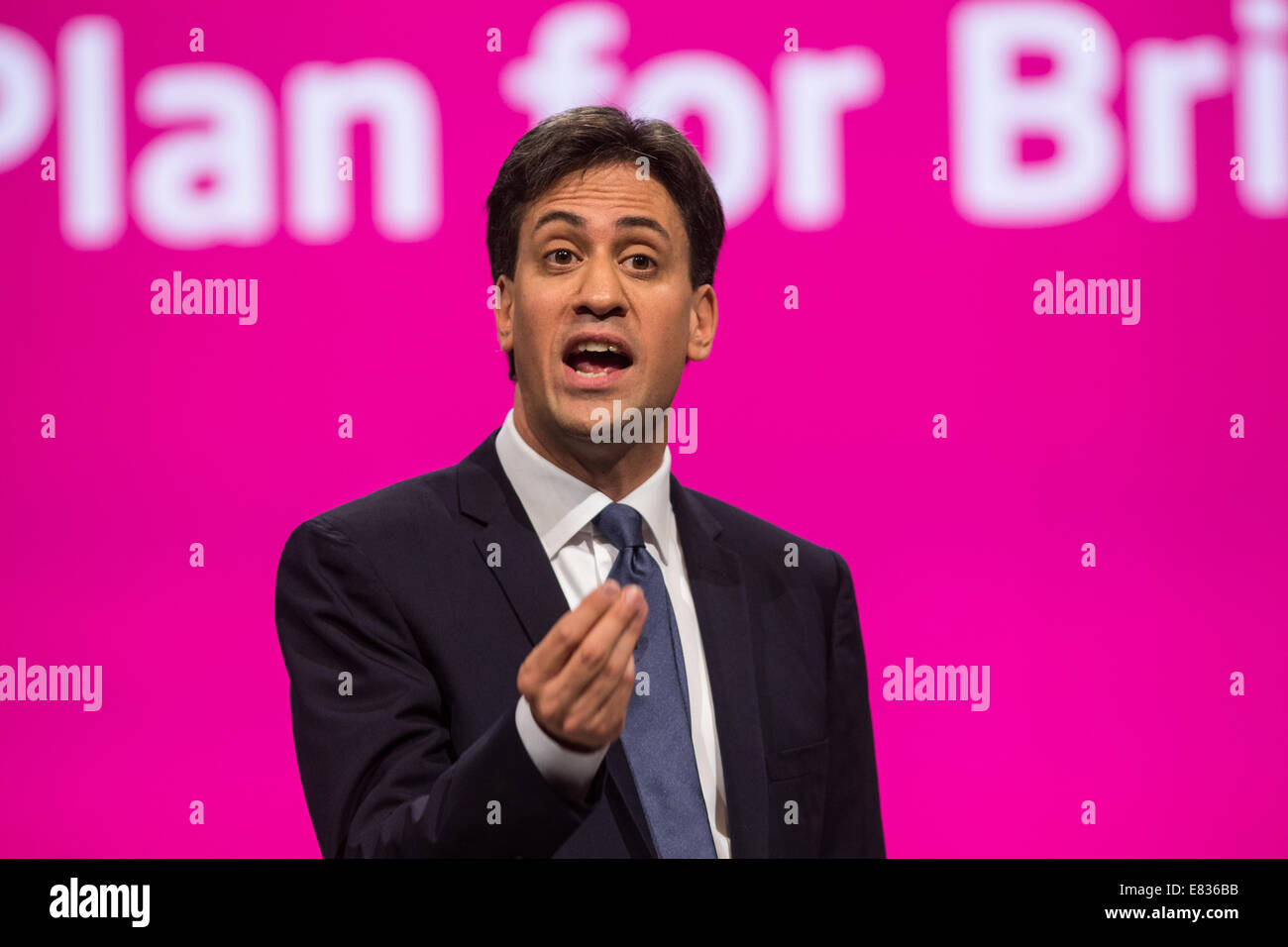 Ed Miliband,leader del partito laburista, indirizzi il partito laburista conferenza Foto Stock