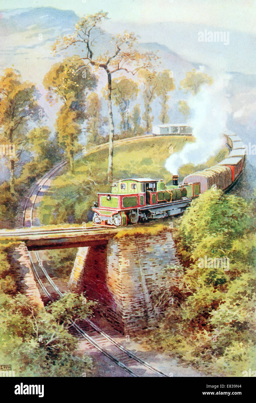 Agonia punto Loop sensazionale su Darjeeling Himalaya linea circa 1910 Foto Stock Agonia punto Loop sensazionale su Darjeeling Himalaya linea circa 1910 Foto Stock
