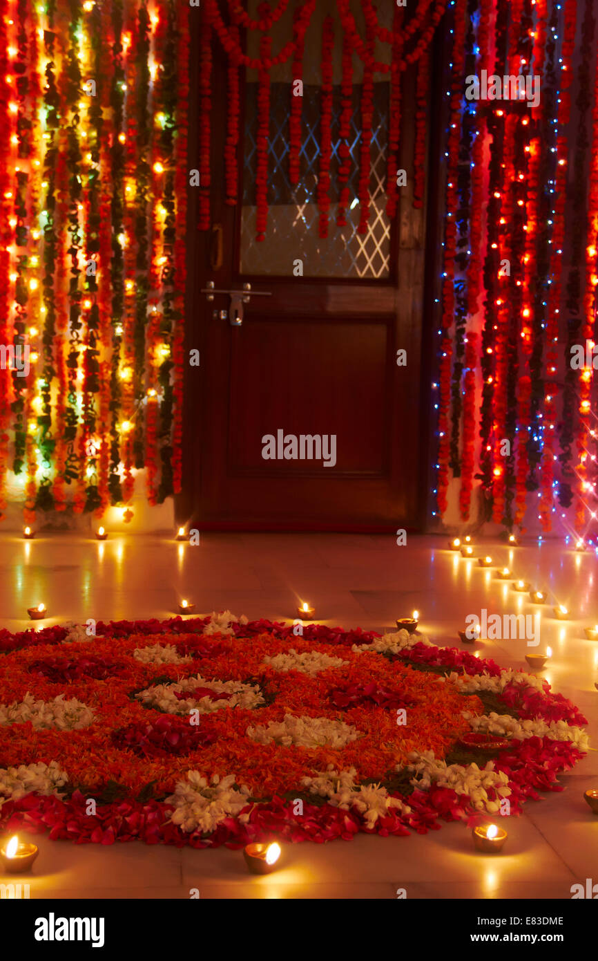Indian Diwali Festival Rangoli Foto Stock