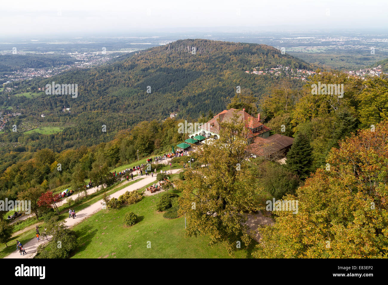 Panorama dalla vetta Merkur a Baden-Baden, Germania Foto Stock