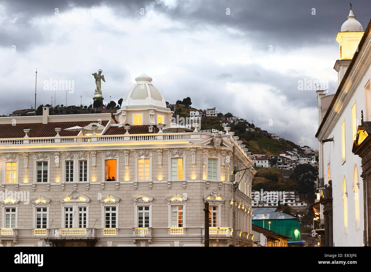 Casa Gangotena hotel a Plaza San Francisco nel centro della città di Quito, Ecuador Foto Stock