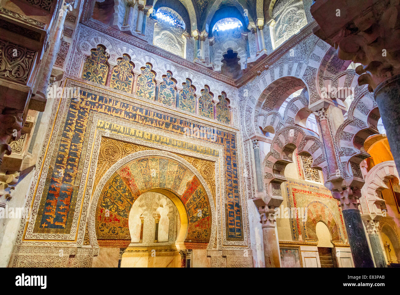 Il mihrab nella moschea-cattedrale di Cordoba, Andalusia, Spagna Foto Stock