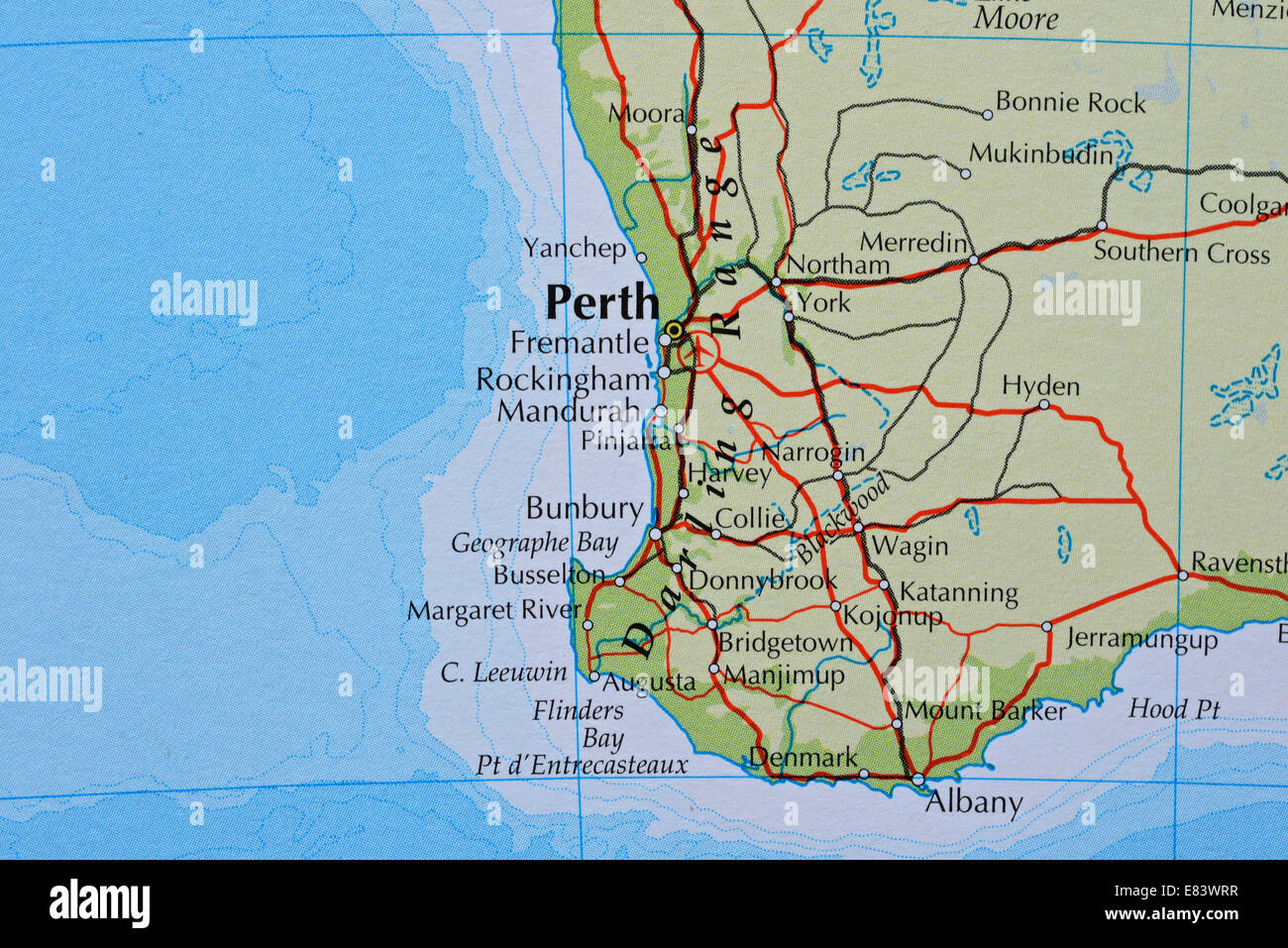 Mappa di Perth, Australia Foto Stock