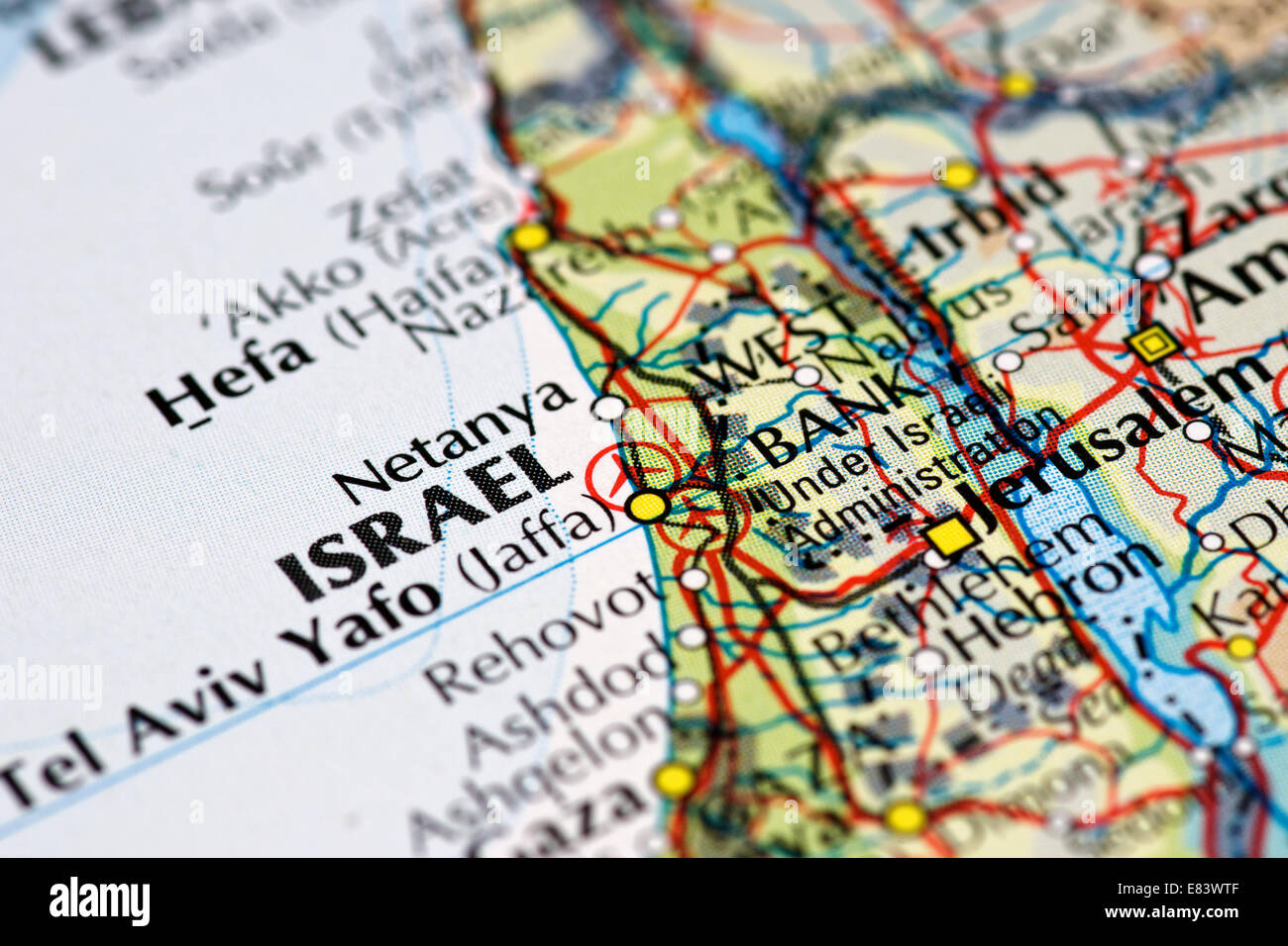 Close up mappa di Israele Foto Stock