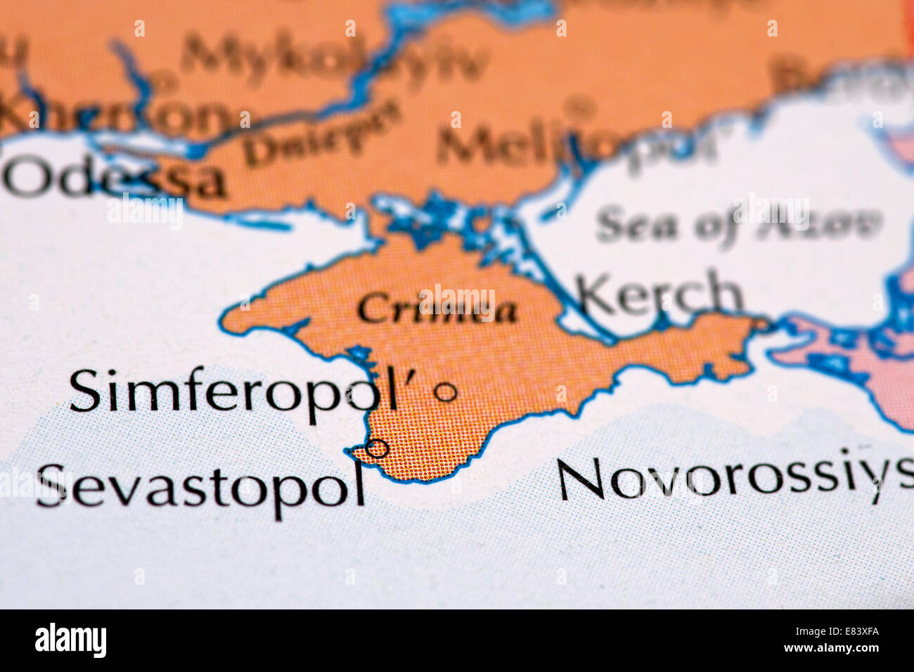 Close up della mappa di Crimea Foto Stock