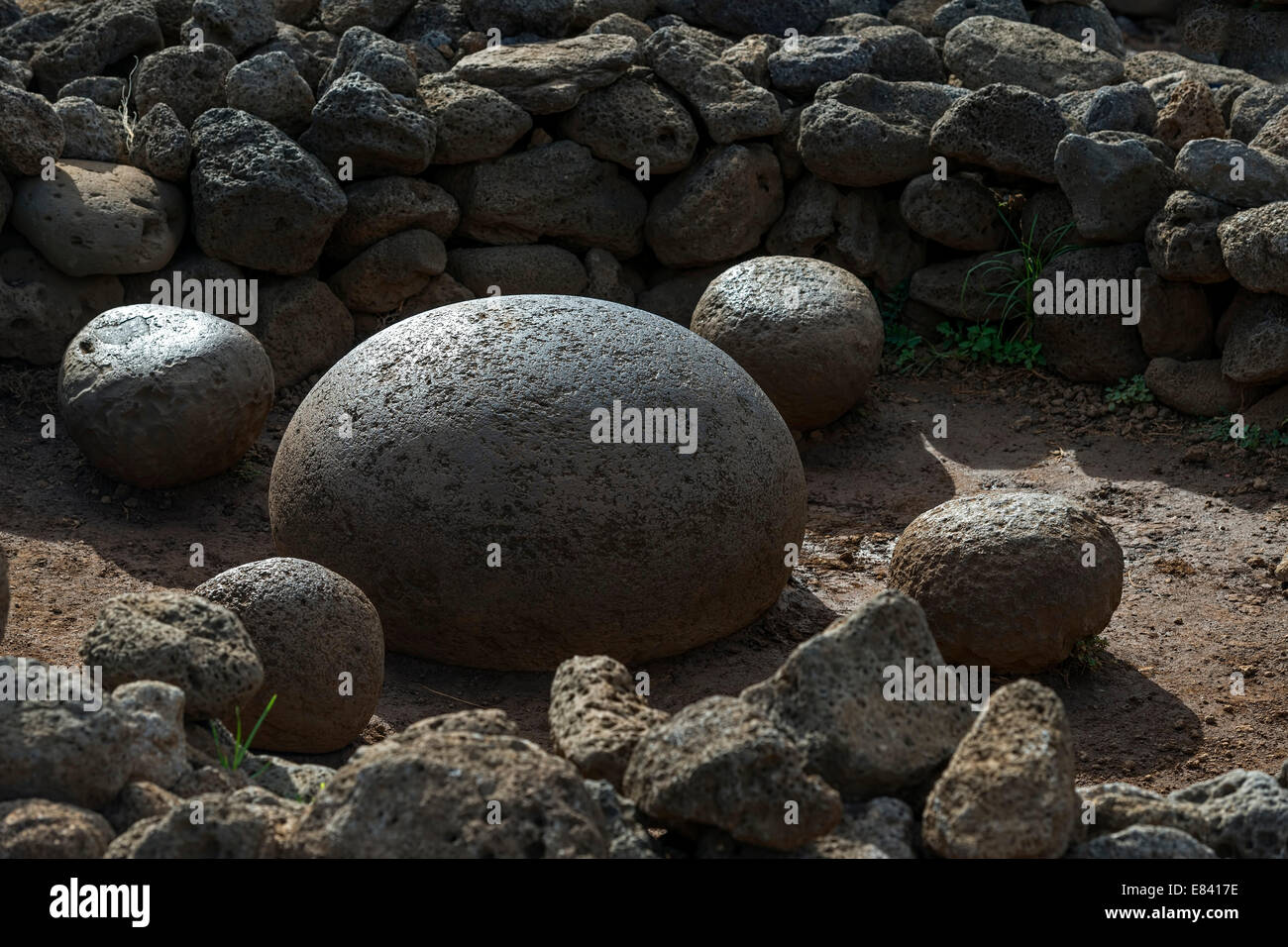 Ahu Te Pito Kura, l'Ombelico del Mondo, l'isola di pasqua, Cile Foto Stock