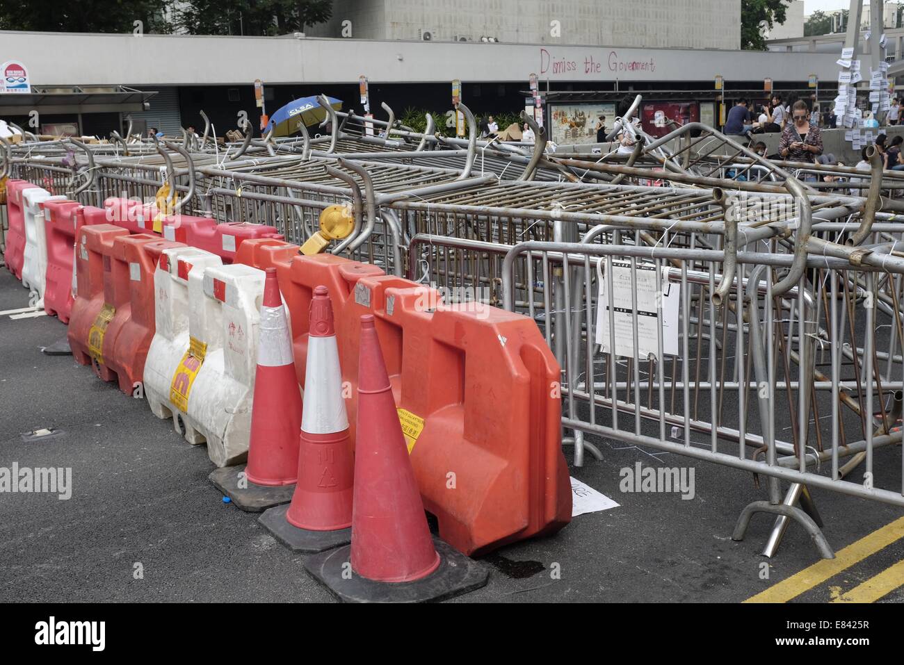 Barricate lungo la strada in Hong Kong, Hong Kong democrazia proteste Foto Stock