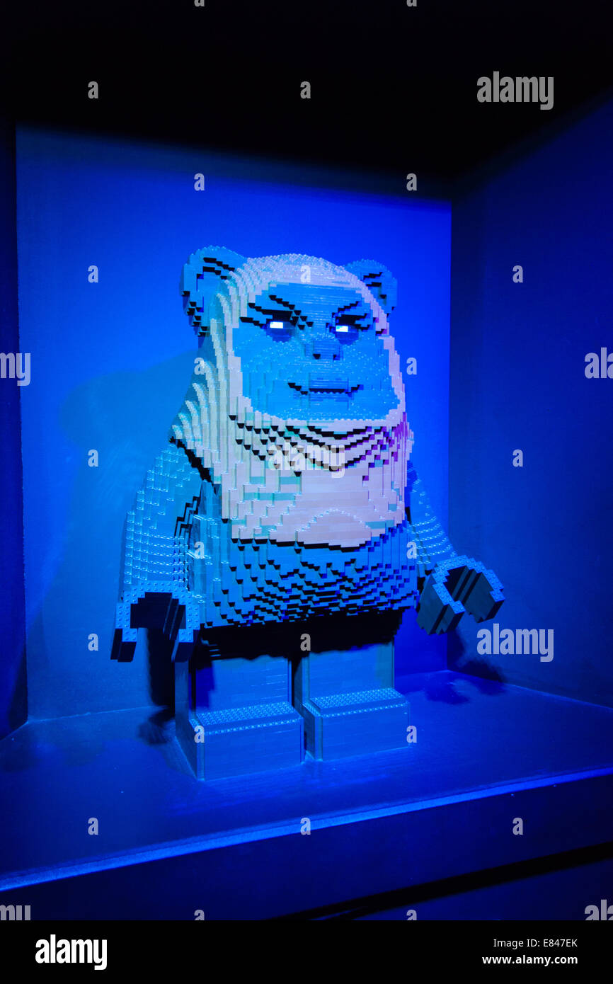 Modello Ewok alla star wars mini mondo attrazione a Legoland Windsor, Londra, Inghilterra, Regno Unito. Foto Stock