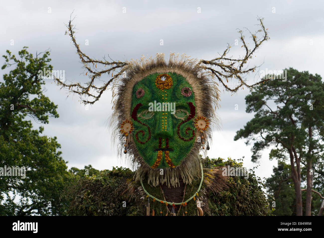 Green Man statua al Green Man festival presso Glanusk Park, il Galles. Foto Stock