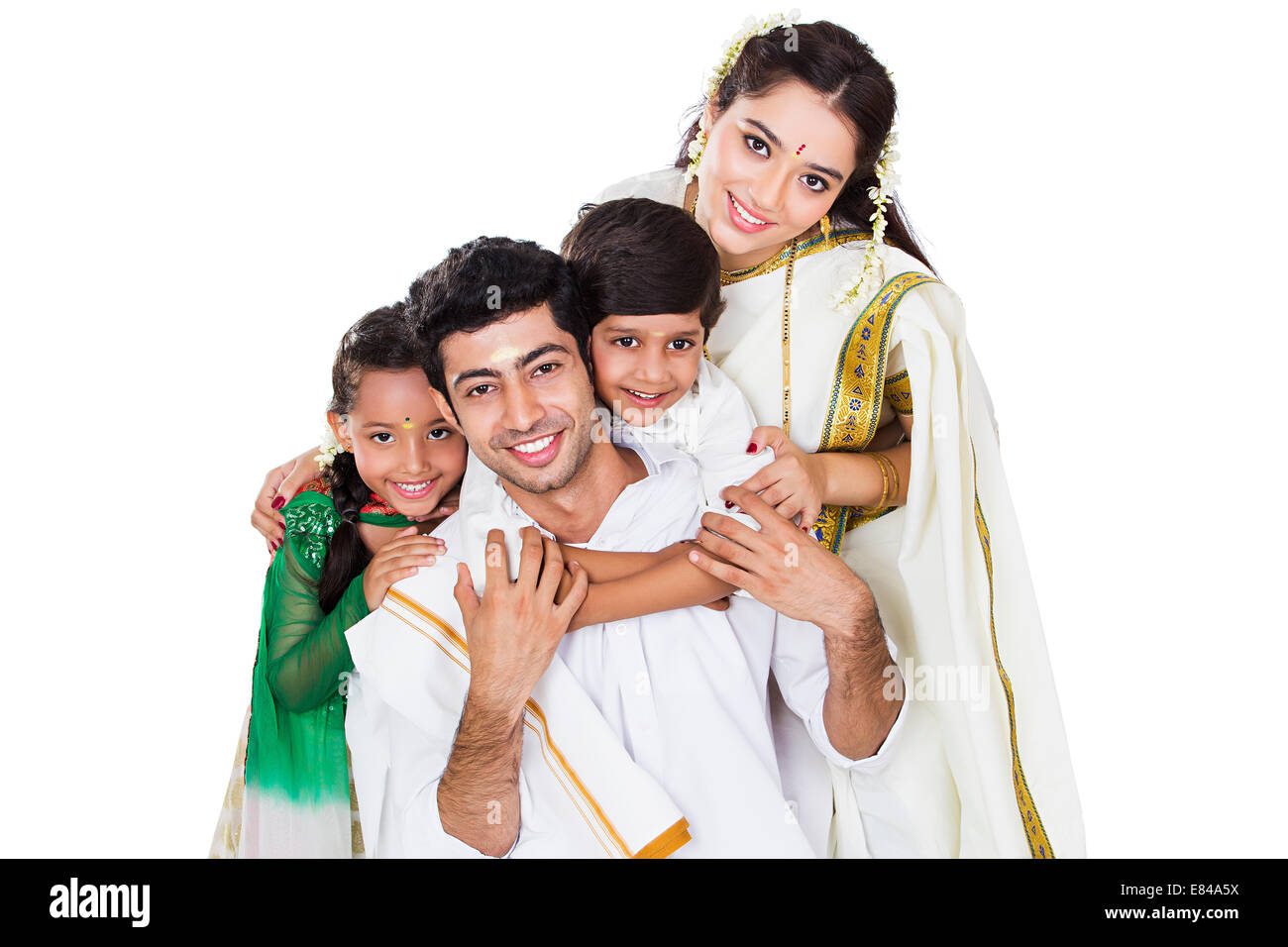 Sud famiglia indiana seduta Foto Stock