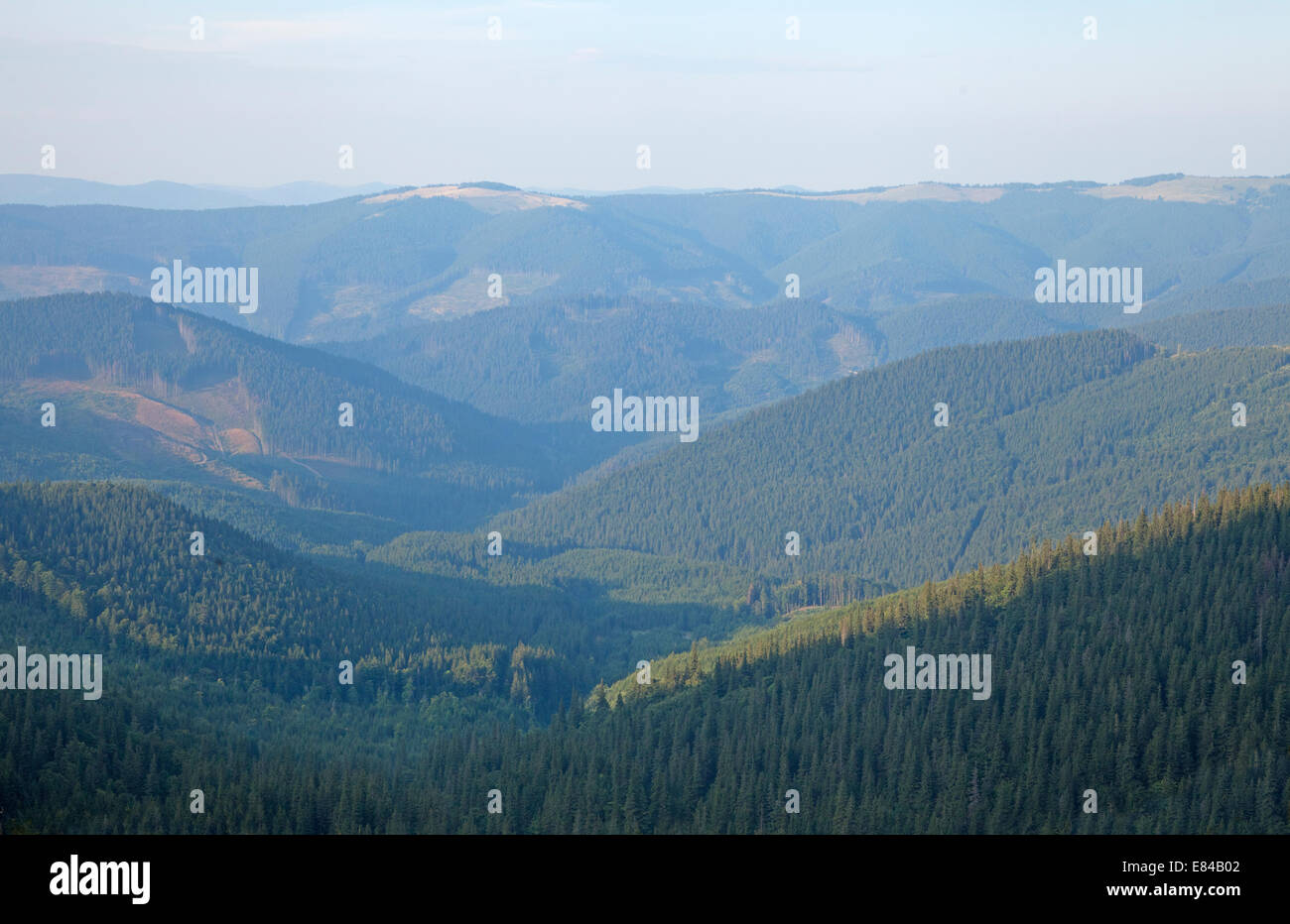 Paesaggio di montagna, Orientale Carpazi, vista da sopra Foto Stock