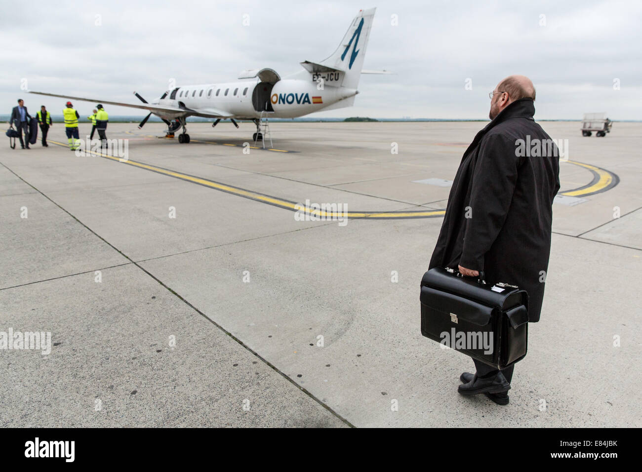 Dortmund, Germania, campagna elettorale europea trail: Martin Schulz a Dortmund Airport Foto Stock
