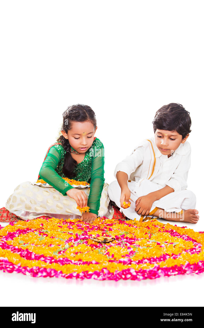 Sud Indiano Rangoli Diwali Festival Foto Stock