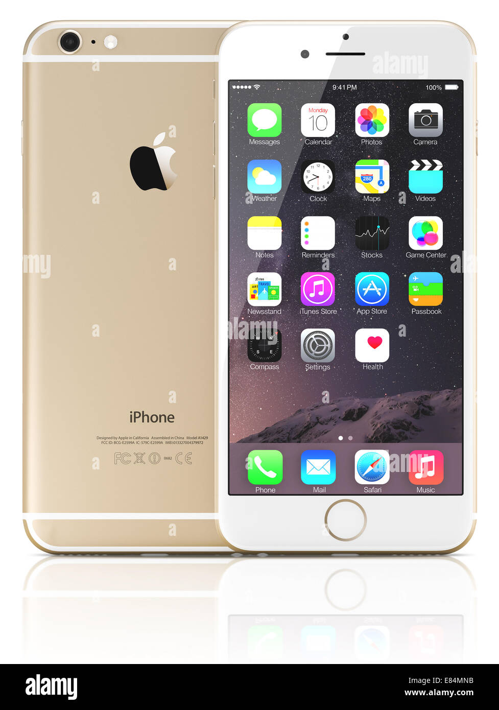 Oro Apple iPhone 6 Plus che mostra la schermata iniziale con iOS 8 Foto  stock - Alamy