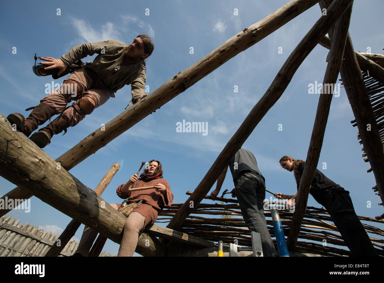 Trust Clanranald, a Duncarron borgo fortificato medievale, Carron Valley foresta, Scozia Foto Stock