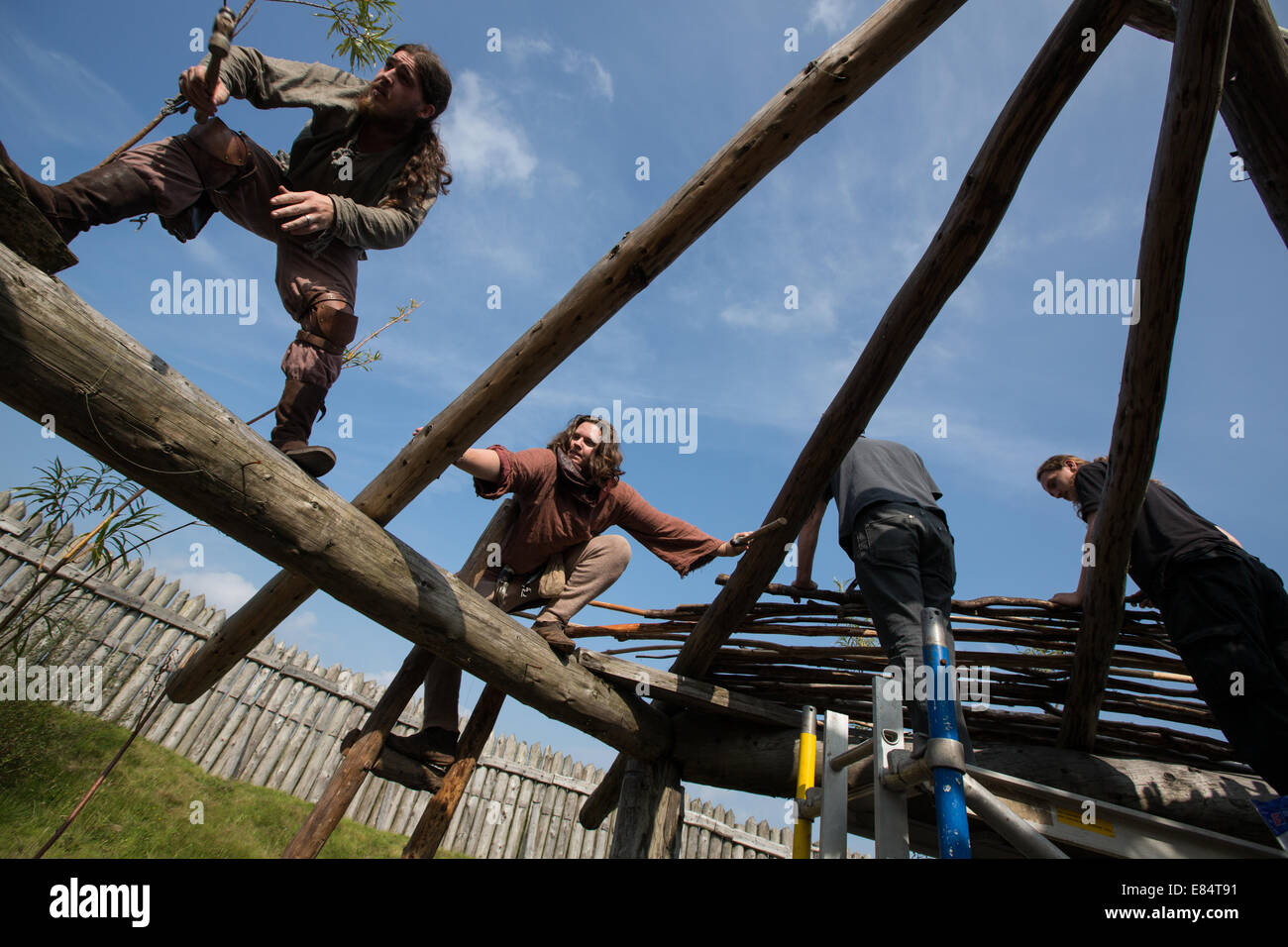 Trust Clanranald, a Duncarron borgo fortificato medievale, Carron Valley foresta, Scozia Foto Stock